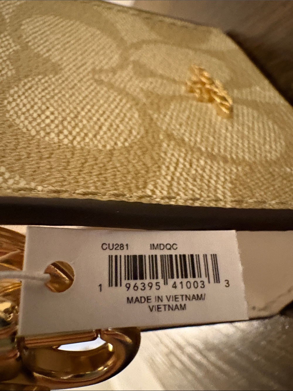 COACH Signature Mini Tote Bag Charm Tan and Cream - Picture 7 of 7